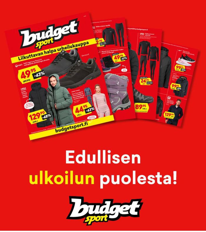 Budget Sport -luettelo, Espoo | Edullisen ulkoilun puolesta! | 3.11.2023 - 16.12.2023