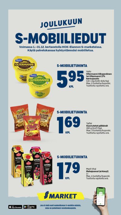 Supermarket tarjousta, Tampere | S-mobiiliedut de S-Market | 1.12.2023 - 31.12.2023