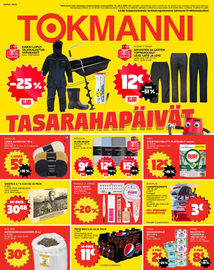 Tokmanni -luettelo, Riihimäki | Tasarahapäivät | 19.2.2024 - 25.2.2024