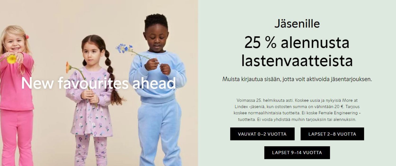 Lindex -luettelo, Tampere | Jäsenille 25 % alennusta lastenvaatteista | 23.2.2024 - 25.2.2024