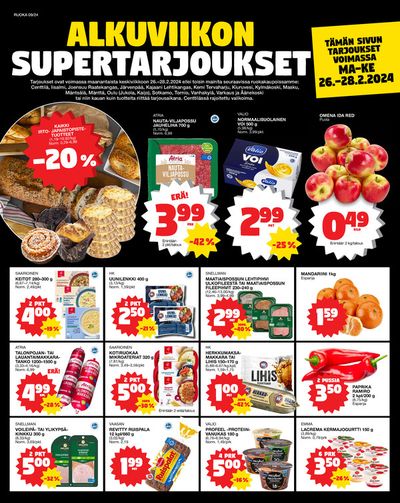 Supermarket tarjousta, Eura | Alkuviikon supertarjoukset de Tokmanni | 26.2.2024 - 28.2.2024