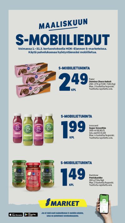 S-Market -luettelo, Savonlinna | S-mobiliedut | 1.3.2024 - 31.3.2024