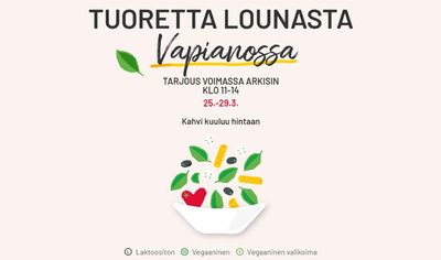 Ravintolat tarjousta, Vantaa | Kahvi kuuluu hintan de Vapiano | 27.3.2024 - 29.3.2024