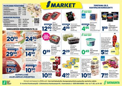 S-Market -luettelo | KANKAANPÄÄN RUOKATORILTA | 28.3.2024 - 1.4.2024