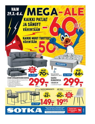 Koti ja Huonekalut tarjousta, Jyväskylä | Mega ale -60% de Sotka | 29.3.2024 - 8.4.2024