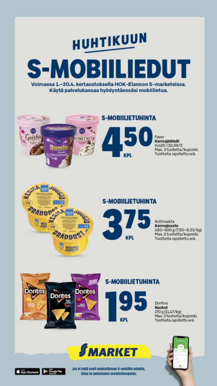 S-Market -luettelo, Espoo | S-Mobiliedut | 2.4.2024 - 30.4.2024
