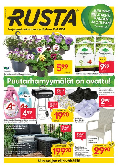 Rautakauppa tarjousta, Kuopio | Puutarhamyymälät on avattu! de Rusta | 15.4.2024 - 21.4.2024