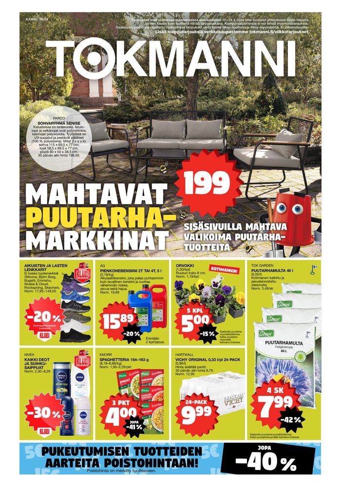 Tokmanni -luettelo, Pietarsaari | Mahtavat puutarhamarkkinat | 15.4.2024 - 21.4.2024