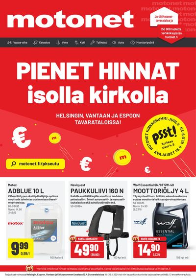 Rautakauppa tarjousta, Riihimäki | Pienet hinnat isolla kirkolla de Motonet | 17.4.2024 - 30.4.2024