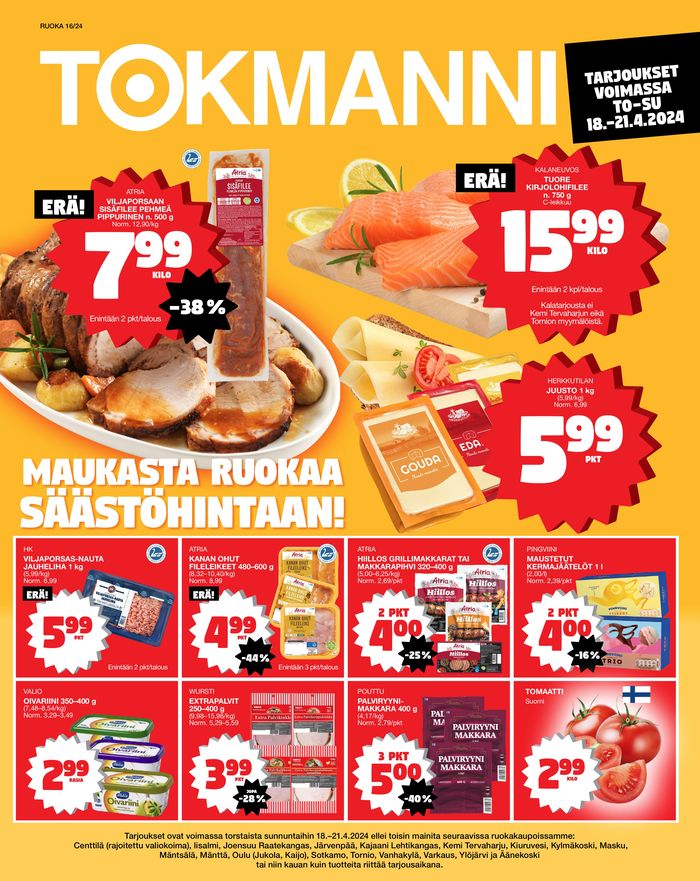 Tokmanni -luettelo, Oulu | MAUKASTA RUOKAA SÄÄSTÖHINTAAN! | 18.4.2024 - 21.4.2024