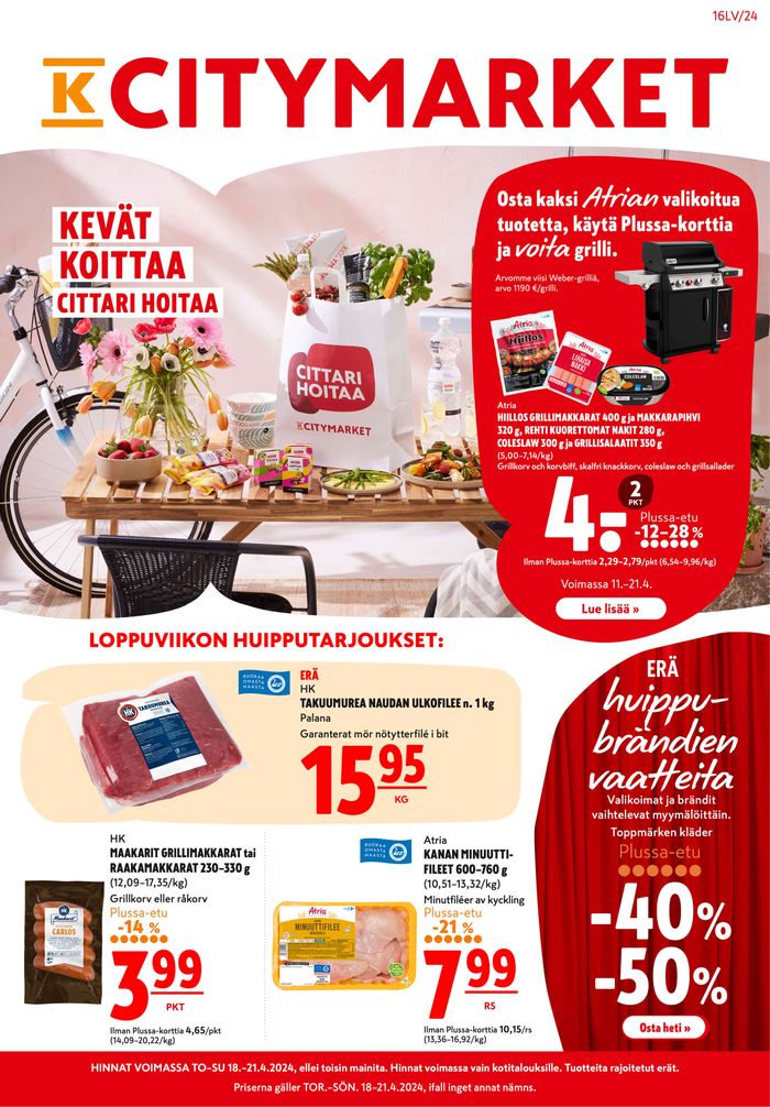 K-Citymarket -luettelo, Pori | Loppuviikon huipputarjoukset | 18.4.2024 - 21.4.2024