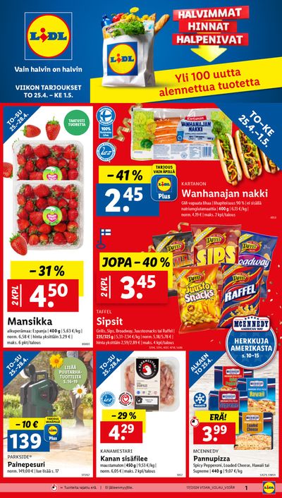 Supermarket tarjousta, Loimaa | Yli 100 uutta alennettua tuotetta de Lidl | 25.4.2024 - 1.5.2024