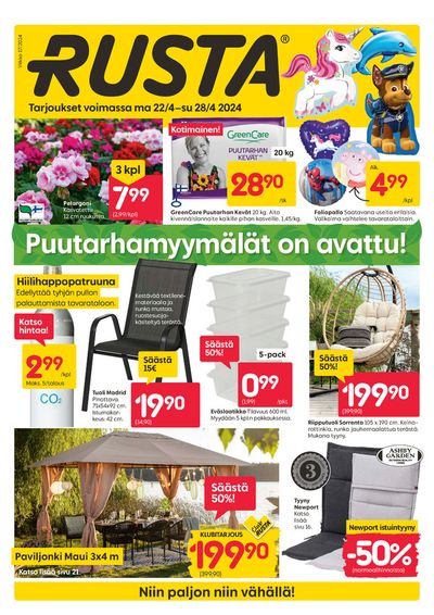 Rautakauppa tarjousta, Mikkeli | Puutarhamyymälät on avattu! de Rusta | 22.4.2024 - 28.4.2024