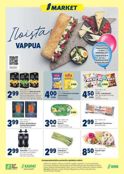 Supermarket tarjousta, Alavus | Iloista vappua de S-Market | 24.4.2024 - 1.5.2024