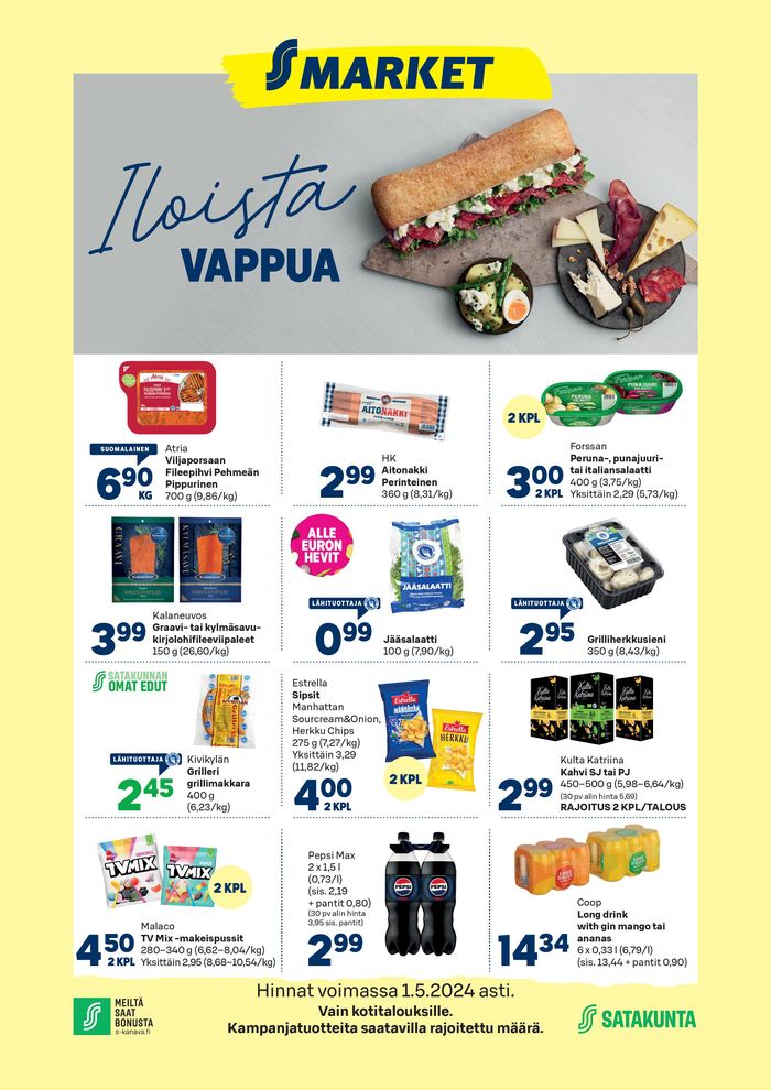 S-Market -luettelo, Kuopio | Iloista vappua | 25.4.2024 - 1.5.2024
