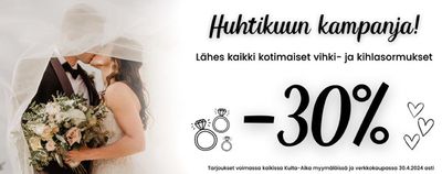 Vaatteet ja Kengät tarjousta, Helsinki | -30% de Kulta-Aika | 26.4.2024 - 30.4.2024