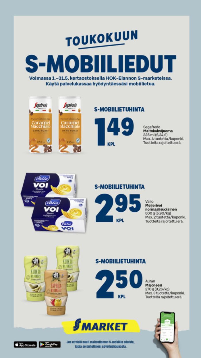 S-Market -luettelo, Kajaani | S-Mmobiiliedut | 2.5.2024 - 31.5.2024