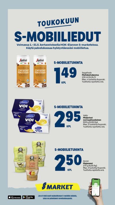 S-Market -luettelo, Kouvola | S-Mmobiiliedut | 2.5.2024 - 31.5.2024