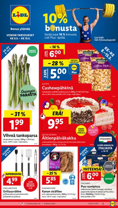Supermarket tarjousta, Jokioinen | 10% bonusta de Lidl | 8.5.2024 - 15.5.2024