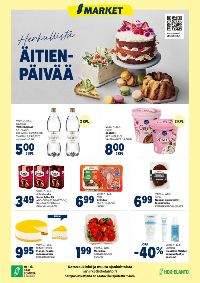 S-Market -luettelo, Rautavaara | Herkullista aitienpaivaa | 7.5.2024 - 12.5.2024