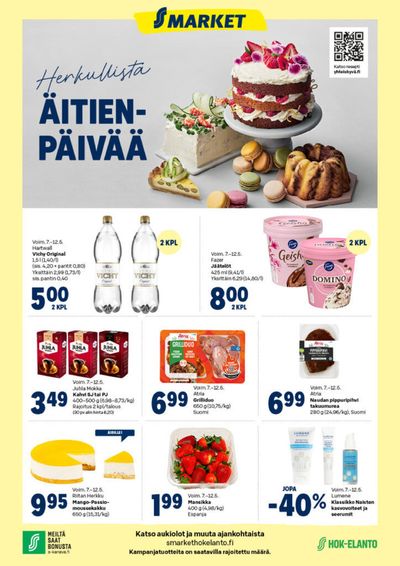 Supermarket tarjousta, Valkeakoski | Herkullista aitienpaivaa de S-Market | 7.5.2024 - 12.5.2024