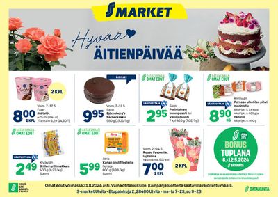 S-Market -luettelo, Ulvila | Hyvää Äitienpäivää | 9.5.2024 - 31.8.2024