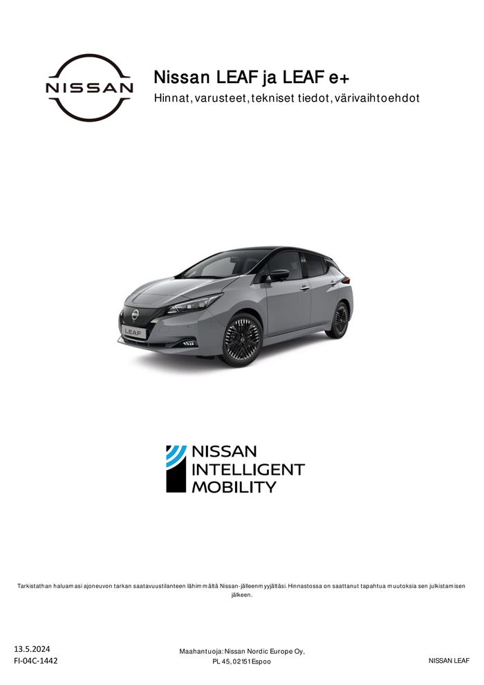 Nissan -luettelo, Iisalmi | LEAF | 15.5.2024 - 14.5.2025