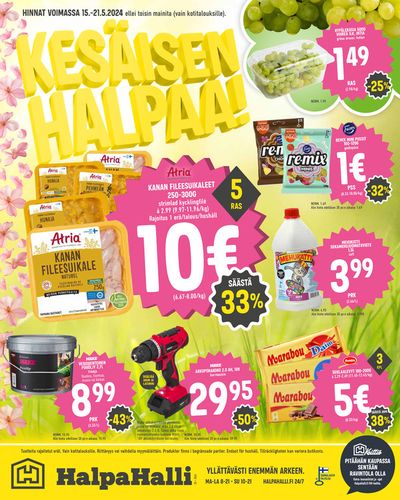 Supermarket tarjousta, Liminka | Kesaisen halpaa! de HalpaHalli | 15.5.2024 - 21.5.2024