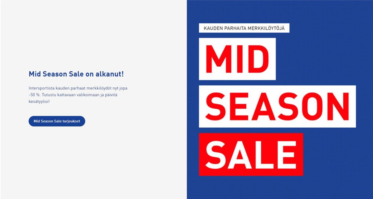 Intersport -luettelo, Kuusamo | Mid Season Sale on alkanut! | 15.5.2024 - 31.5.2024