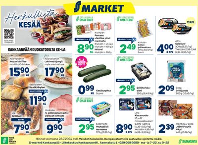 Supermarket tarjousta, Kankaanpää | Her kullista KESÄä de S-Market | 25.7.2024 - 28.7.2024