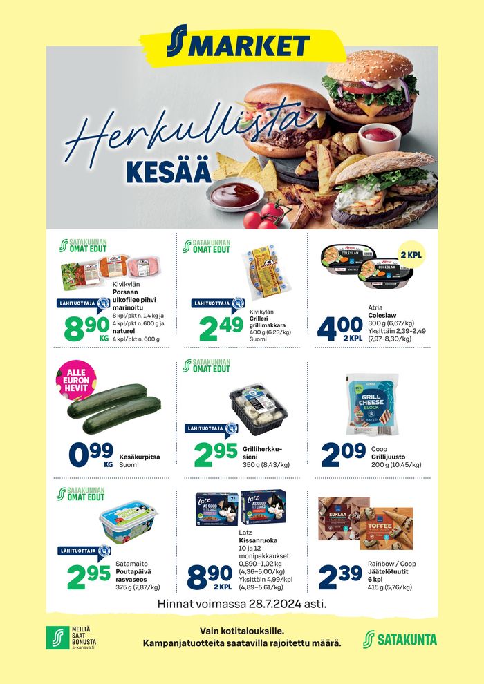S-Market -luettelo, Raisio | Her kullista KESÄä | 25.7.2024 - 28.7.2024