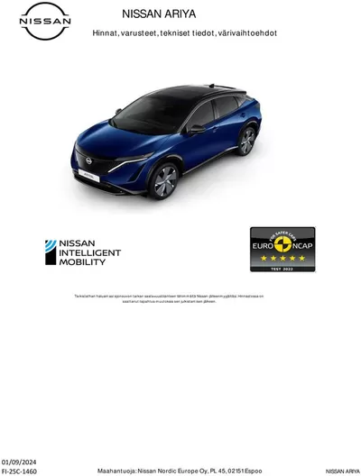 Nissan -luettelo, Salo | Nissan ARIYA | 3.9.2024 - 3.9.2025