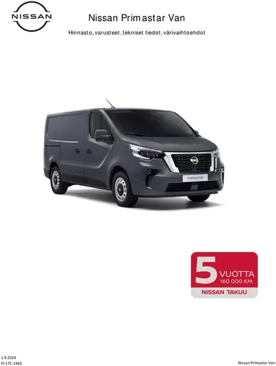 Nissan -luettelo, Salo | Nissan Primastar | 3.9.2024 - 3.9.2025