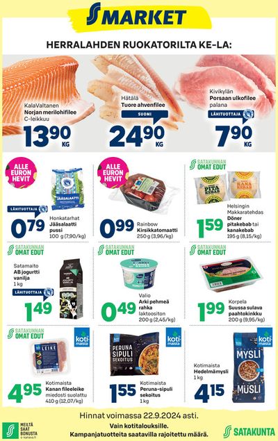 Supermarket tarjousta, Maarianhamina | S-market Herralahti 18.9.2024 de S-Market | 19.9.2024 - 3.10.2024