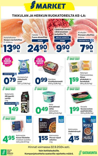 Supermarket tarjousta, Maarianhamina | S-market Tikkula ja Herkku 18.9.2024 de S-Market | 19.9.2024 - 3.10.2024