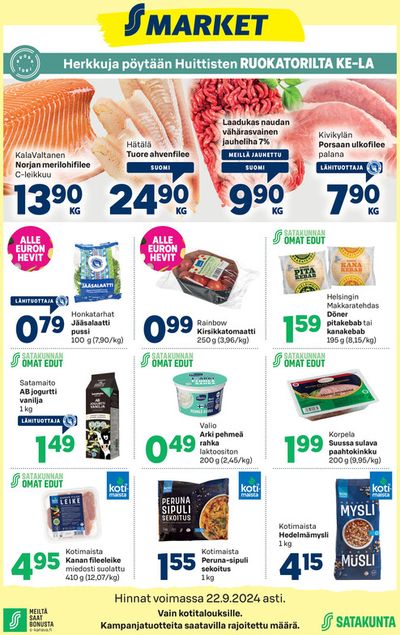 Supermarket tarjousta, Maarianhamina | S-market Huittinen 18.9.2024 de S-Market | 19.9.2024 - 3.10.2024