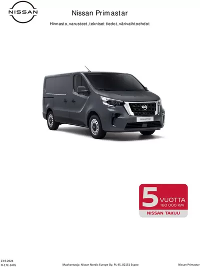 Autot ja Varaosat tarjousta, Oulu | Nissan Primastar de Nissan | 24.9.2024 - 24.9.2025