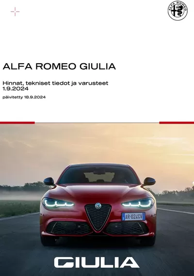 Alfa Romeo -luettelo, Lahti | Alfa Romeo GIULIA | 26.9.2024 - 26.11.2024