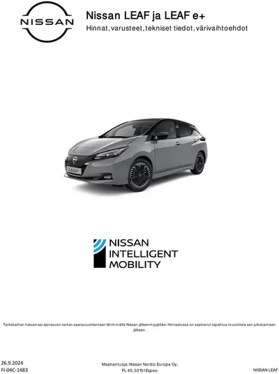 Nissan -luettelo, Salo | Nissan LEAF | 27.9.2024 - 27.9.2025