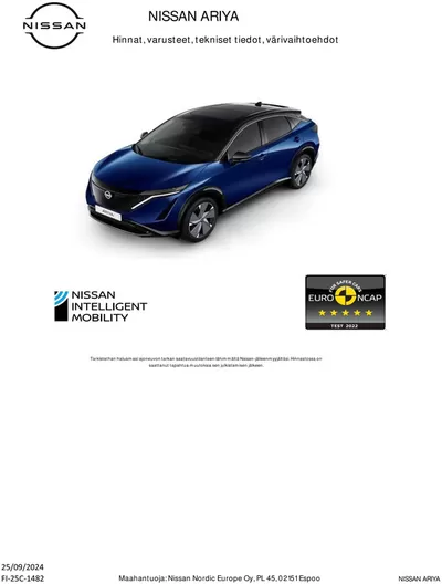 Autot ja Varaosat tarjousta, Iisalmi | Nissan ARIYA de Nissan | 28.9.2024 - 28.9.2025