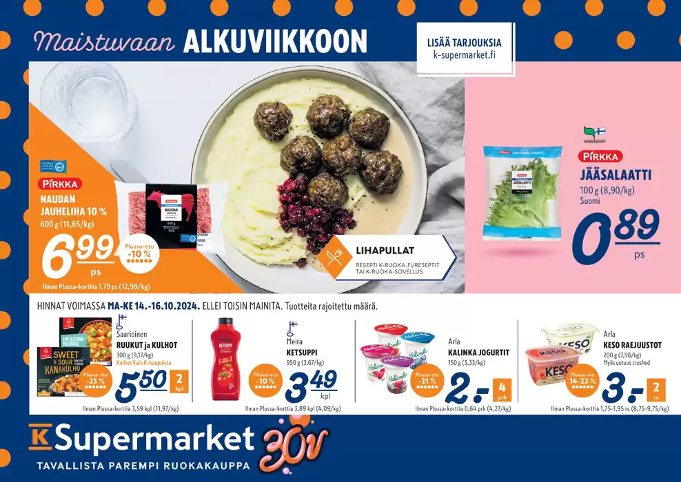 K-Supermarket -luettelo, Vaasa | K-supermarket tarjoukset | 14.10.2024 - 28.10.2024