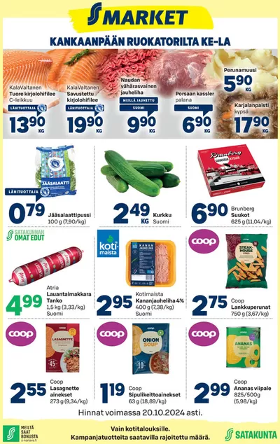 S-Market -luettelo, Lappeenranta | S-market Kankaanpää 16.10.2024 | 17.10.2024 - 31.10.2024