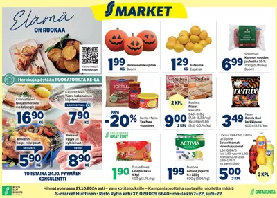 S-Market -luettelo, Maalahti | S-market Huittinen Lauttakylä 23.10.2024 | 24.10.2024 - 7.11.2024