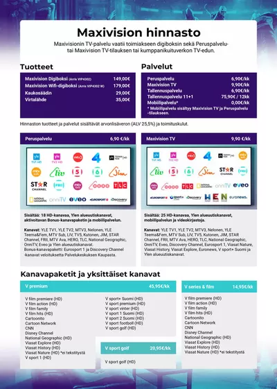 Elektroniikka ja Kodinkoneet tarjousta, Rovaniemi | Hinnasto de Maxivision | 11.11.2024 - 30.11.2024