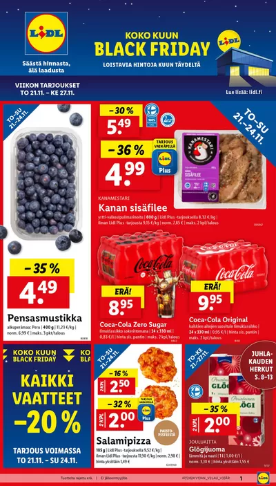 Lidl -luettelo, Jyväskylä | Huipputarjouksia kaikille tarjoushaukoille | 18.11.2024 - 27.11.2024