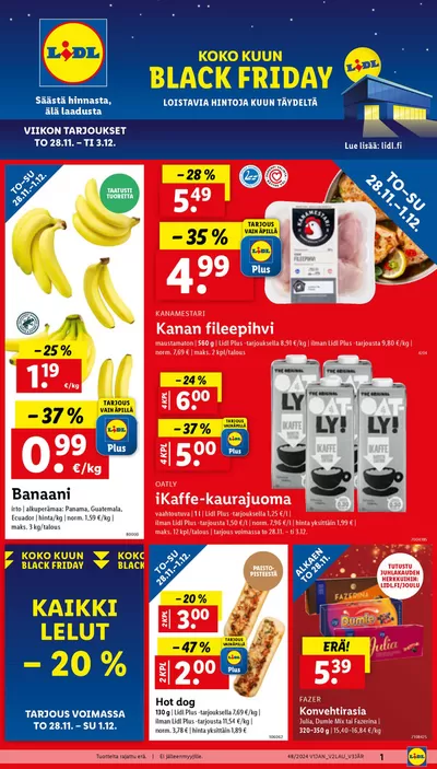 Supermarket tarjousta, Forssa | Tarjouksia tarjoushaukoille de Lidl | 25.11.2024 - 3.12.2024