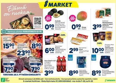 Supermarket tarjousta, Järvenpää | S-market Huittinen Lauttakylä-lehti 27.11.2024 de S-Market | 28.11.2024 - 12.12.2024