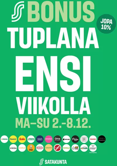 Supermarket tarjousta, Järvenpää | vko49_BonusTuplana_tulossa de S-Market | 30.11.2024 - 14.12.2024