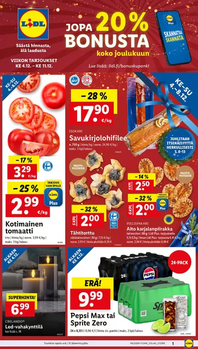 Supermarket tarjousta, Forssa | Huipputarjouksia säästöhaukoille de Lidl | 2.12.2024 - 11.12.2024