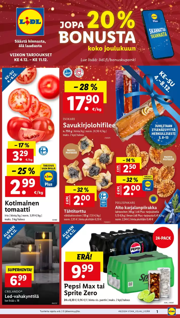 Lidl -luettelo, Tampere | Parhaat tarjouksemme sinulle | 2.12.2024 - 11.12.2024